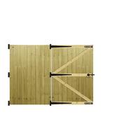 MADE TO MEASURE Wooden Double Driveway Gates Pair Bespoke Lighter Semi-Braced Framing with Interlocked Tongue & Groove Boards Flat Top Design <5ft (150cm) High x <7ft (213cm) Wide +600mm Hinge Pack