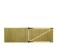 MADE TO MEASURE Wooden Double Driveway Gates Pair Bespoke Lighter Semi-Braced Framing with Interlocked Tongue & Groove Boards Flat Top Design <3ft (90cm) High x <10ft (305cm) Wide +450mm Hinge Pack