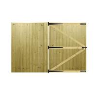 MADE TO MEASURE Wooden Double Driveway Gates Pair Bespoke Lighter Semi-Braced Framing with Interlocked Tongue & Groove Boards Flat Top Design <6ft (180cm) High x <8ft (274cm) Wide +600mm Hinge Pack