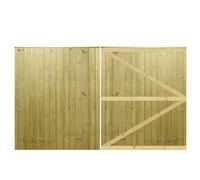 MADE TO MEASURE Wooden Double Driveway Gates Pair Bespoke Lighter Semi-Braced Framing with Interlocked Tongue & Groove Boards Flat Top Design <6ft (180cm) High x <10ft (305cm) Wide