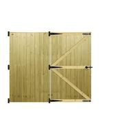 MADE TO MEASURE Wooden Double Driveway Gates Pair Bespoke Lighter Semi-Braced Framing with Interlocked Tongue & Groove Boards Flat Top Design <6ft (180cm) High x <7ft (213cm) Wide +450mm Hinge Pack