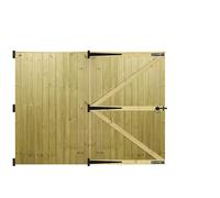 MADE TO MEASURE Wooden Double Driveway Gates Pair Bespoke Lighter Semi-Braced Framing with Interlocked Tongue & Groove Boards Flat Top Design <6ft (180cm) High x <8ft (244cm) Wide +600mm Hinge Pack
