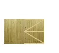 MADE TO MEASURE Wooden Double Driveway Gates Pair Bespoke Lighter Semi-Braced Framing with Interlocked Tongue & Groove Boards Flat Top Design <5ft (150cm) High x <8ft (244cm) Wide