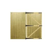 MADE TO MEASURE Wooden Double Driveway Gates Pair Bespoke Ultra Strong Full Framing with Interlocked Tongue & Groove Boards Flat Top Design <6ft (180cm) High x <7ft (213cm) Wide +600mm Hinge Pack