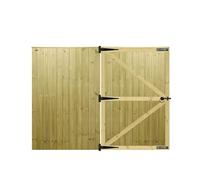 MADE TO MEASURE Wooden Double Driveway Gates Pair Bespoke Ultra Strong Full Framing with Interlocked Tongue & Groove Boards Flat Top Design <6ft (180cm) High x <8ft (244cm) Wide +450mm Hinge Pack