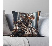Made To Serve Mechanical Robot Square Pillowcase Polyester Linen Velvet Pattern Zip Decorative Throw Pillow Case Room Cover