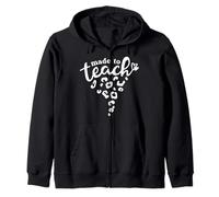 Made To Teach Leopard Print Heart Zip Hoodie