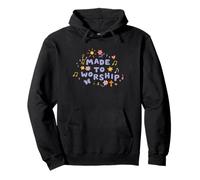 Made To Worship Christian Bible Verse Cute Doodle Faith Pullover Hoodie