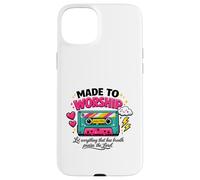 Made To Worship Christian Faith Cassette Design Case for iPhone 15 Plus