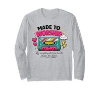 Made to Worship Christian Faith Cassette Design Long Sleeve T-Shirt
