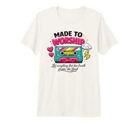 Made to Worship Christian Faith Cassette Design Premium T-Shirt