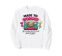 Made To Worship Christian Faith Cassette Design Sweatshirt
