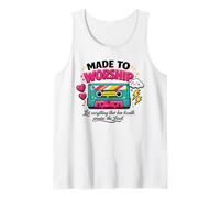 Made to Worship Christian Faith Cassette Design Tank Top