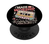 Made To Worship Psalm 150:1 Retro Cassette Worship PopSockets Adhesive PopGrip