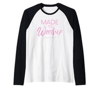 Made to Worship Psalms 95:1 Scripture Faith Inspiration Pink Raglan Baseball Tee