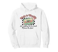 Made to Worship Retro Cassette Christian Psalm 150:6 Faith Pullover Hoodie
