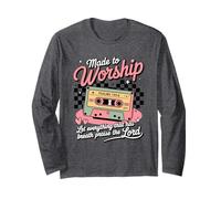 Made to Worship Retro Cassette Psalm 150 Christian Art Long Sleeve T-Shirt