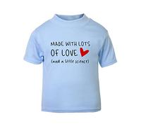Made with Lots of Love and a Little Science IVF Statement Pregnancy Announcement Reveal [BBY7] Short Sleeve Cotton Toddler t Shirt, 1-2 Years, Pastel Blue
