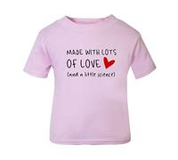 Made with Lots of Love and a Little Science IVF Statement Pregnancy Announcement Reveal [BBY7] Short Sleeve Cotton Toddler t Shirt, 1-2 Years, Pastel Pink