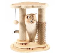 Made4Pets Cat Scratching Post, Cat Self Groomer for Indoor Cats, Cloud Soft Perch for Rest, 17.5" Tall Natural Sisal Scratcher Cat Grooming Interactive Ball Track Toys