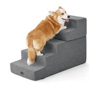 Made4Pets Pet Stairs for Small Dogs High Beds Extra Wide for Stability 35" W, Folding Blanced Pet Stairs for Bed Couch Sofa & Chair, 35D Foam Dog Steps with Non-Slip Bottom, 5-Step 22.5" H, Grey