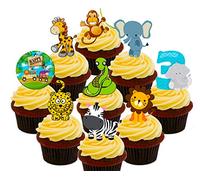 Made4You 3rd Birthday Jungle/Zoo Animals Edible Cupcake Toppers - Stand-up Wafer Cake Decorations (Pack of 72)