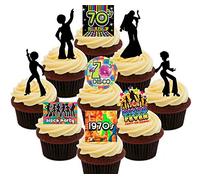 Made4You 70s Disco Party Pack, Edible Cupcake Toppers - Stand-up Wafer Cake Decorations (Pack of 36)