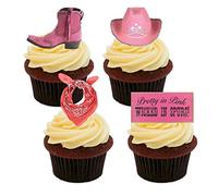 Made4You Cowgirl/Western Edible Cupcake Toppers- Stand-up Wafer Cake Decorations (Pack of 24)
