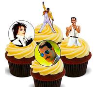 Made4You Freddie Mercury Queen - Edible Cupcake Toppers - Stand-up Wafer Cake Decorations (12)