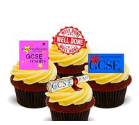 Made4You GCSE Congratulations Edible Cupcake Toppers - Stand-up Wafer Cake Decorations (24)