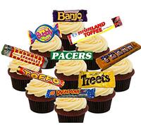Made4You Retro Sweets 70s and 80s Party Pack - Edible Cupcake Toppers - Stand-up Wafer Cake Decorations (Pack of 36)