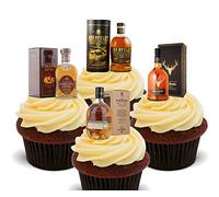 Made4You Single Malt Whisky Mix, Edible Cupcake Toppers - Stand-up Wafer Cake Decorations (Pack of 12)
