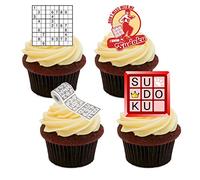 Made4You Sudoku Edible Cake Decorations - Stand-up Wafer Cupcake Toppers (Pack of 24)