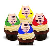 Made4You Tits Your Birthday, Funny/Rude Edible Cupcake Toppers - Stand-up Wafer Cake Decorations (Pack of 12)