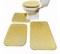 Madeals Memory Foam Bathroom Mat Set 4 Piece with Toilet Lid Cover and 3 Piece Bath Rug Sets Gold