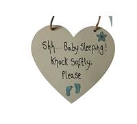 MadeAt94 New Baby Heart Gift 'Shh Baby Sleeping Knock Softly' Present
