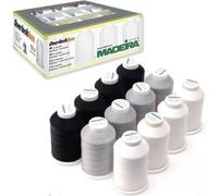Madeira Aerolock Thread Box Set 12 Spools Black, Grey & White