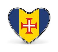 Madeira Flag Cute Lapel Pins Heart Brooch Tie Suit Dress Accessories for Men Women Wedding Birthday