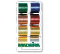 Madeira Metallic 40 Thread Set Classic 8 Spool Gift Box (8 x 200m) Premium Metallic Embroidery Sewing Threads Real Silver Shine Multi Colour Thread Kit for Sewing Embroidery Machines 8012