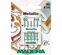 5 Madeira Embroidery Needles for Metallic Thread Flat Bottom Piston for Sewing Machine Thickness 90/14