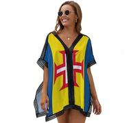 Madeira National Flag Swimsuit Cover Ups for Women,Patriotic Design Beach Dress Bikini Covers Up for Women Chiffon Swimwear Bikini Swimsuit Beach Cover Ups Multicolor
