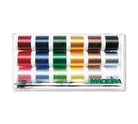 Madeira Polyneon 40 Polyester Embroidery Thread, 18 x 400m, Clear Acrylic Case Assortment, 8045