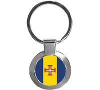 Madeira Portugal Luxury Round Shaped Metal Keyring In A Gift Box