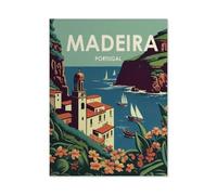 Madeira Portugal Vintage Travel Poster Coast，Jigsaws Puzzles 1000 Pieces Teens Kids Jigsaw Entertainment Toys Brain Challenge Puzzle（38x26cm）-AT29