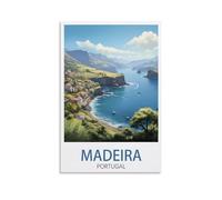 Madeira Portugal Vintage Travel Poster Landscape 12x18inch(30x45cm) Canvas Wall Art Print Painting for Wall Decor Living Room Bedroom