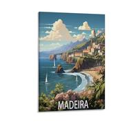 Madeira Portugal Vintage Travel Posters Landscape 12x18inch(30x45cm) Canvas Wall Art Print Painting for Wall Decor Living Room Bedroom