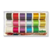 Madeira Threads Box Set With Madeira’s Classic Rayon 40 and Premium Metallic Thread & Machine Sewing Needles. 18 Colour Embroidery Starter Set