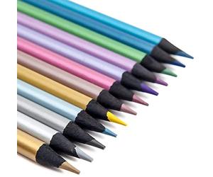 Madeki 12 Metallic Colouring Pencils, Colouring Pencils for Adults,Assorted Colors Wooden Pencil Set for Kids Artists Beginner,Sketching/Adult Colouring Books.
