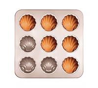 Madeleine Mold Cake Pan Shell Shaped Cake Tin Madelines Baking Tray Non-Stick Carbon Steel French Shell Butter Cake Mold 9 Cavity for Oven Baking Chocolate Bread Muffin Brownie Cookie Candy