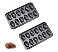 Madeleine Mould, Madeleine Baking Mould with Non-Stick Coating, Mini Shell Cake Baking Mould with 12 Cavities 40 x 22 cm (Pack of 2)
